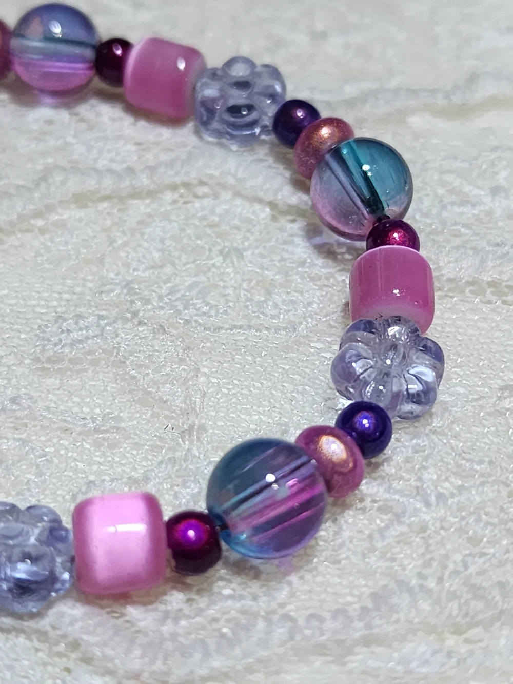 Dainty Pink & Purple Beaded Small Bracelet 5.75